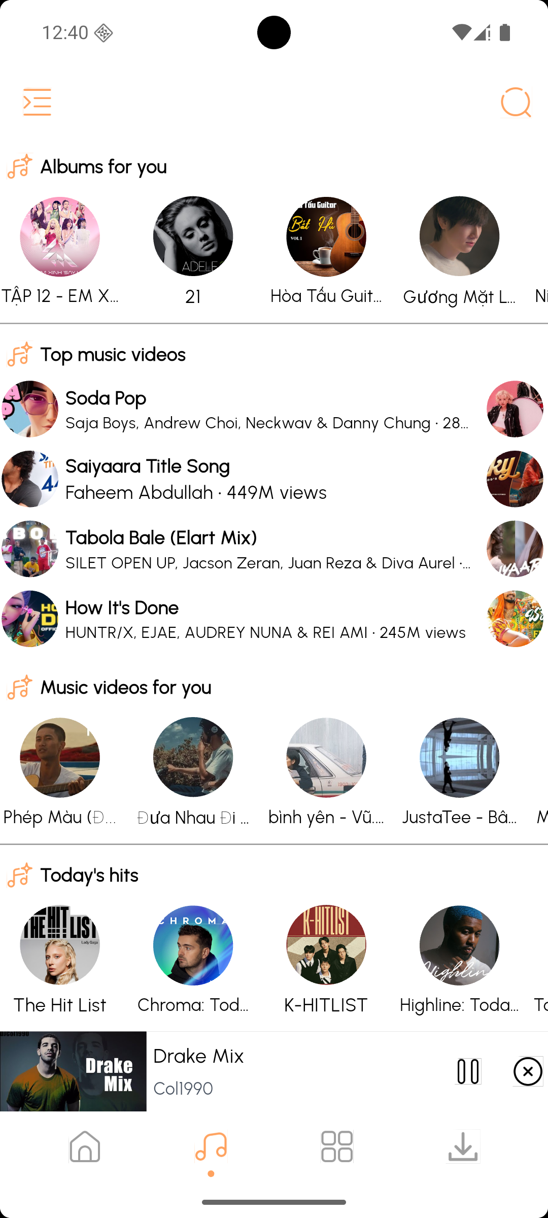 Genre and mood browsing screen